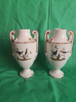 Antik, 19. századi porcelán vázapár, serlegek, kandalló dísz, német