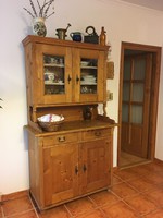 Ónémet (népi) vintage fenyőfa tálaló szekrény, kredenc, konyhaszekrény