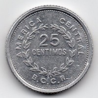 Costa Rica 25 centimos, 1989