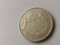 1907 Ferenc József ezüst 5 korona 24 gramm 0,900 szép darab,ritkább