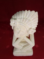 Hand-carved sandstone sculpture, height 10 cm. He has!