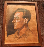 Antique graphics - charcoal drawing - male portrait