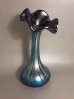 Iridescent graceful cup glass vase with ruffled edges