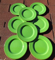 Varages francia mázas zöld színű süteményes tányér készlet  / 8 db tányér