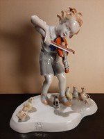 Német porcelán figura kisfiú hegedűvel