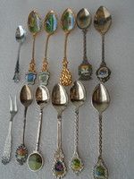 A collection of 12 gilded and silver-plated teaspoons