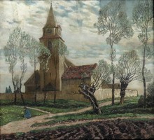 Táj templommal, Rudolf Vodicka, jegyzett osztrák művész