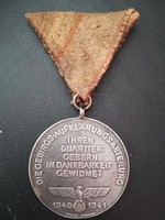 Harmadik Birodalmi német kerékpáros hegyivadász kitüntetés, szalagon  