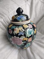 21 cm keleti stílusú porcelán gyömbéres edény, fedeles tartó,  váza, chinese style ginger jar, vase