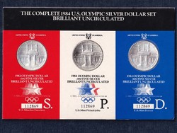USA 1984 Olimpia 3 darabos 1 dollár .900 ezüst szett 3 különböző verdéből 1984 S P (id45036)