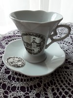 Eredeti Monacoi porcelán kávés szett, kávéscsésze aljjal, ezüst díszítéssel