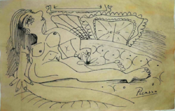 Pablo Picasso eredeti akvarellje, leárazásnál nincs felező ajánlat!