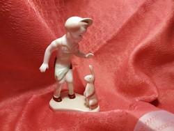 Aquincum hand painted porcelain nipple with little boy rabbit