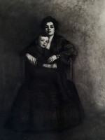 Károly Kernstock: mother and child (offset print after the painting, 21x28) double portrait