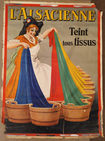 Antique large size french language textile coloring painter advertising poster