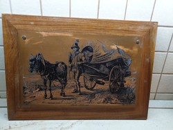 Beautiful etching for sale! Thick copper plate and etching on wooden board for sale!