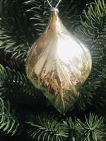 Régi retro szovjet üveg karácsonyfadísz,Levél