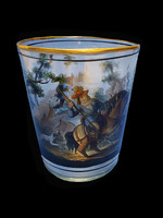Huta üveg , kézi festésű pohár