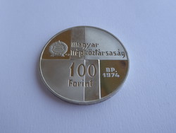 1974 Magyar Nemzeti Bank 100 Ft-os, ezüst emlékérme, 640-es tisztaság, 38 gr
