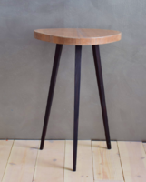 Retro design table, storage table with walnut veneer, black legs unique applied art product