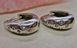 Beautiful handmade silver hoop earrings with white stones