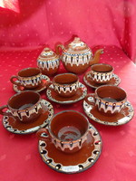 Bulgarian glazed ceramic six-person coffee set, 14 pieces. He has!