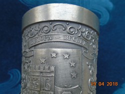 95% pewter beer cup stuttgart with hand engraved coats of arms