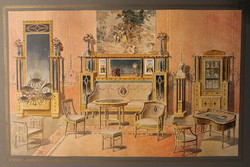 Antique furniture design sheet, painting, graphics, collotype, paper (i.)