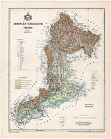 Zemplén vármegye térkép 1897 (12), lexikon melléklet, Gönczy Pál, 23 x 29 cm, megye, Posner Károly