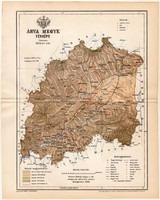 Árva vármegye térkép 1893 (12), lexikon melléklet, Gönczy Pál, megye, Posner Károly, eredeti