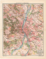 Budapest és környéke térkép 1912, eredeti, főváros, vasút, városhatár, Magyarország, Pest megye
