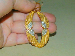Casual crystal angel wings with gold gold filled earrings
