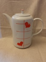 1.o Alföldi piros szivecskés kávé vagy tea kiöntő 19 cm magas