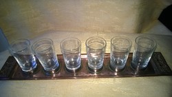 Retro craftsman short set of drinking glasses on a copper tray