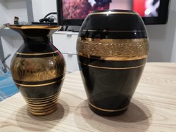 Hyalith German black glass vases 50-60s