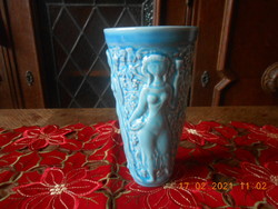 Zsolnay porcelán eozin alapmázas szüretelő pohár