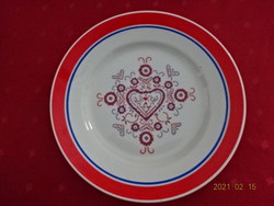 Hollóház porcelain, red-edged, heart-patterned wall plate, diameter 24 cm. He has!