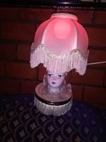 Női fejes asztali lámpa tükrös ékszertartóval