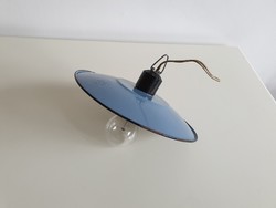 Régi vintage kék zománcozott zománcos mennyezeti fémbúrás lámpa fém lámpabúra