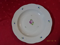 Herend porcelain, rose patterned deep plate with green border. He has!
