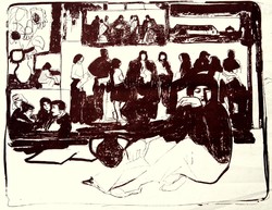 Koszta Rozália (1925-1993): Korsós önarckép műteremben - "Vázlat az Emlékezéshez"