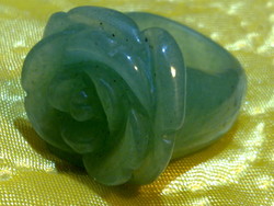 Zöld jade csodaszép rózsa gyűrű hatalmas