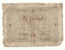 1848 as szabadságharc Kossuth bankó 5 forint pénzjegy papírpénz bankjegy