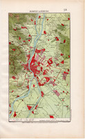 Budapest és környéke térkép 1906 (1), eredeti, atlasz, Magyarország, Homolka József, Pilis, Budaörs