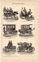 Automobil, egyszínű nyomat 1893, német nyelvű, eredeti, autó, gépkocsi, Daimler, Lutzmann, motor