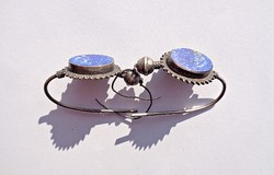 925 earrings with blue mineral stones and interesting shapes