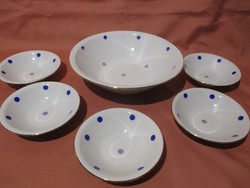 Retro Alföldi kék pöttyös salátás-kompótos készlet