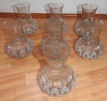 Vintage white glass bowl with modern pattern 7 pcs