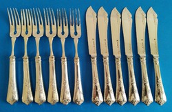 ezüst 6 személyes hal kés és villa