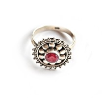 Antique silver ring with an untreated ruby